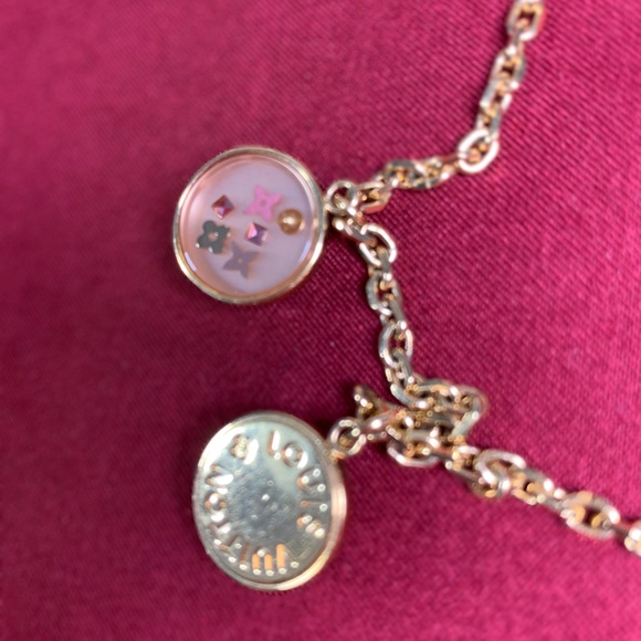 Louis Vuitton Monogram Necklace ~ Gold & Pink ~ Authentic - Picture 3 of 11